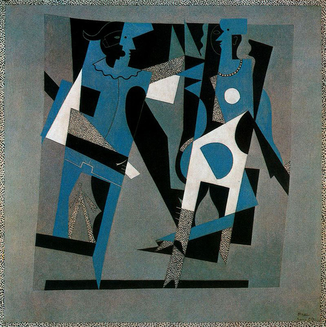 Picasso Harlequin and woman with necklace 1917